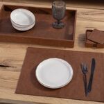 Σουπλά Leather Latte 32x44 με Υφή Δέρματος Nef-Nef Homeware