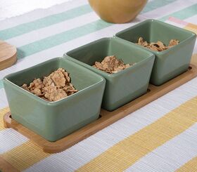 Μπωλ Σετ 3τμχ. με Δίσκο Sage White Nef-Nef Homeware