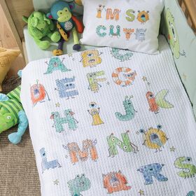 Βρεφική Κουβέρτα πικέ Αγκαλιάς Alphabet Monster 80x110 Nef-Nef Homeware