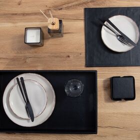 Σουπλά Leather Black 32x44 με Υφή Δέρματος Nef-Nef Homeware