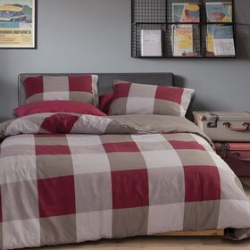 Σετ Παπλωματοθήκη  Casual Check Bordo Υπέρδιπλη 240x230 Nef-Nef Homeware