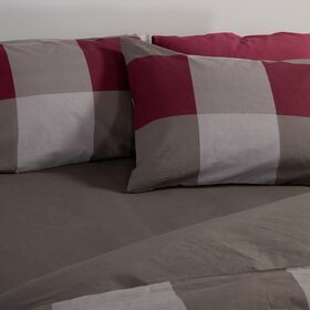 Σετ Παπλωματοθήκη  Casual Check Bordo Υπέρδιπλη 240x230 Nef-Nef Homeware