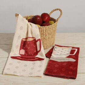 Ποτηρόπανο Βελουτέ Cup of Tea Bordo 40x60 Nef-Nef Homeware