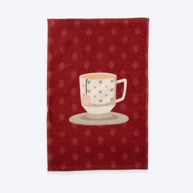 Ποτηρόπανο Βελουτέ Cup of Tea Bordo 40x60 Nef-Nef Homeware