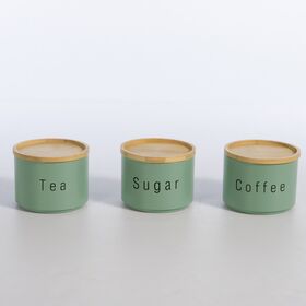 Σετ 3 τμχ.Δοχείο Απόθήκευσης Coffe-Tea-Sugar Green Nef-Nef Homeware