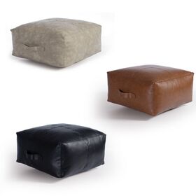 Πουφ Διακοσμητικό Lethal Black 50x50x25 με Υφή Δέρματος Nef-Nef Homeware