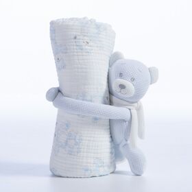 Κουβέρτα με Αρκουδάκι Teddy L.Blue 75x100 Nef-Nef Homeware