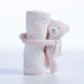 Κουβέρτα με Αρκουδάκι Teddy Pink 75x100 Nef-Nef Homeware