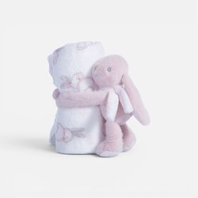 Κουβερτάκι με Κουνελάκι Βρεφικό Αγκαλιάς Fleece Bunny Boo Ecru/Pink 75x100 Nef Nef Homeware