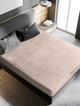 Σεντόνι Gelid Beige Flanel Fleece με λάστιχο 100x200+30 Μονό Madi Homeware